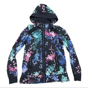 Lululemon Run Bandit Hooded Zip Jacket 4 Petal Pop Black Multi Floral Sz 8